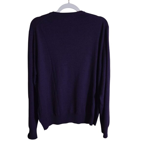 Brooks Brothers 100% SaxXon Wool Plum V Neck Pullover Sweater Size L - Picture 2 of 5